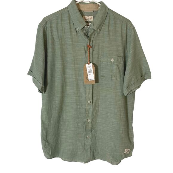 Weatherproof Country Twill Green Short Sleeve Button Down Shirt M Medium New - Picture 1 of 11